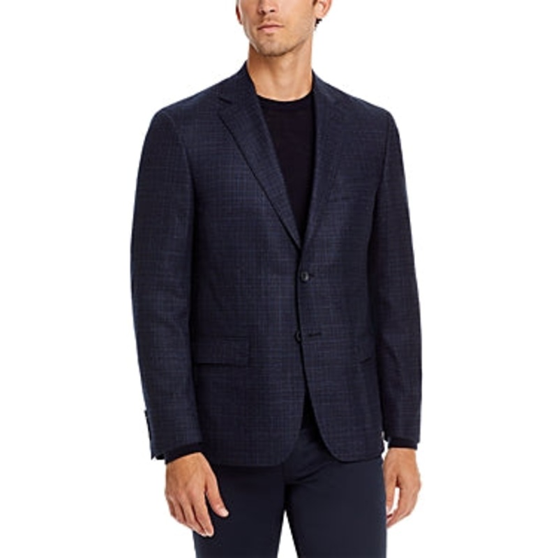 The Men's Store Regular Fit Stepweave Solid Sport Coat 48R Navy Blue
