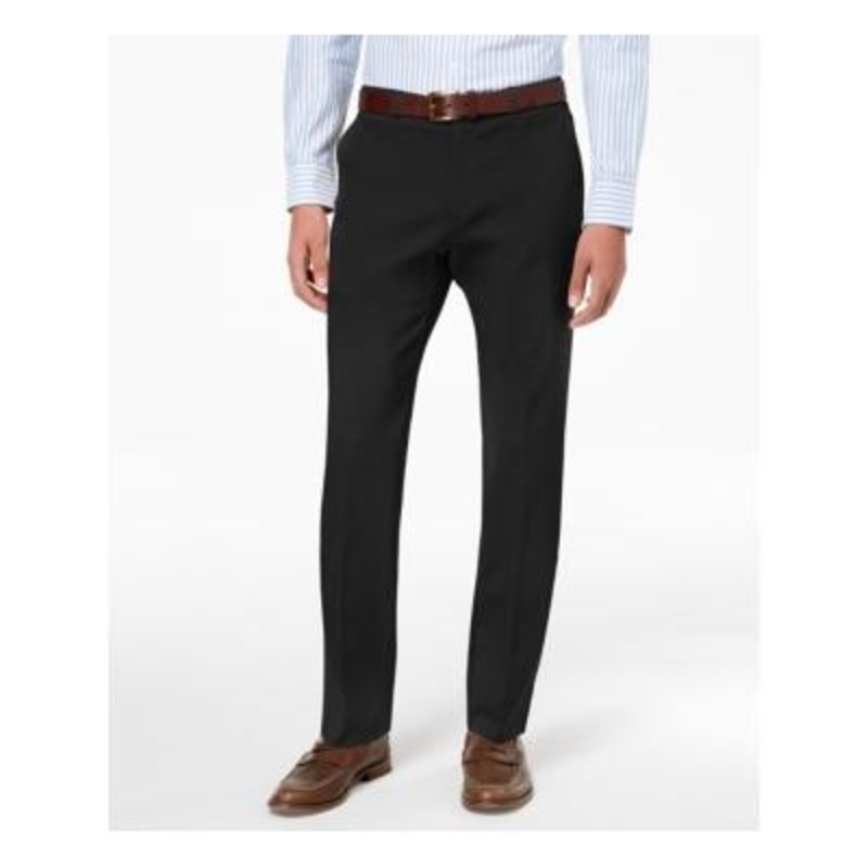 Tommy Hilfiger Mens Modern fit Dress Pants 42 / 32 Black Solid Stretch