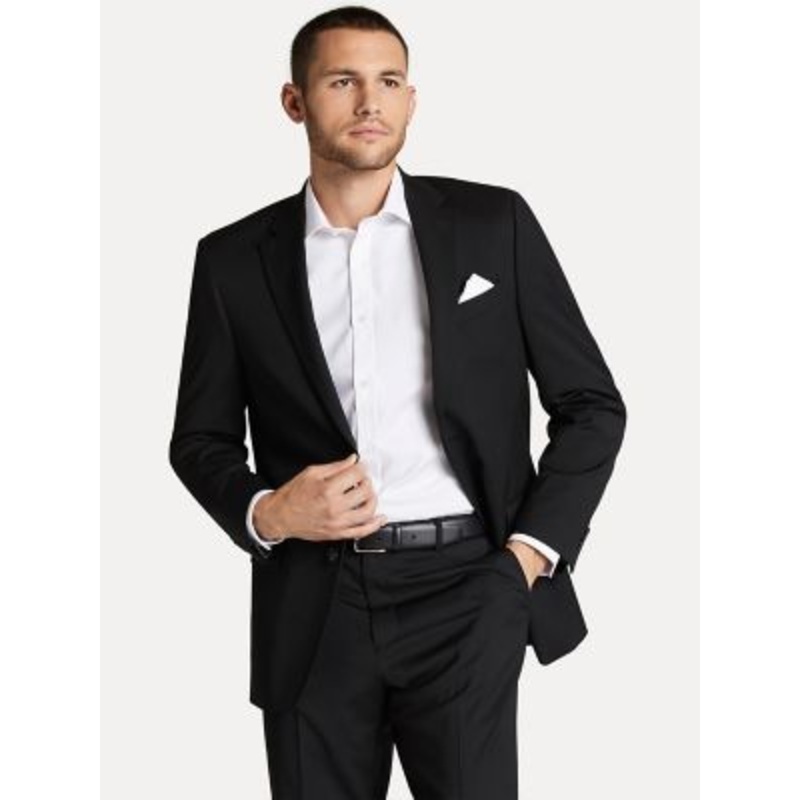 Tommy Hilfiger Mens Modern fit Suit Jacket Blazer 48 R Black Solid