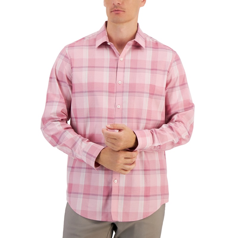 Alfani Mens Regular fit Long Sleeve Button Down Shirt XXL Pink