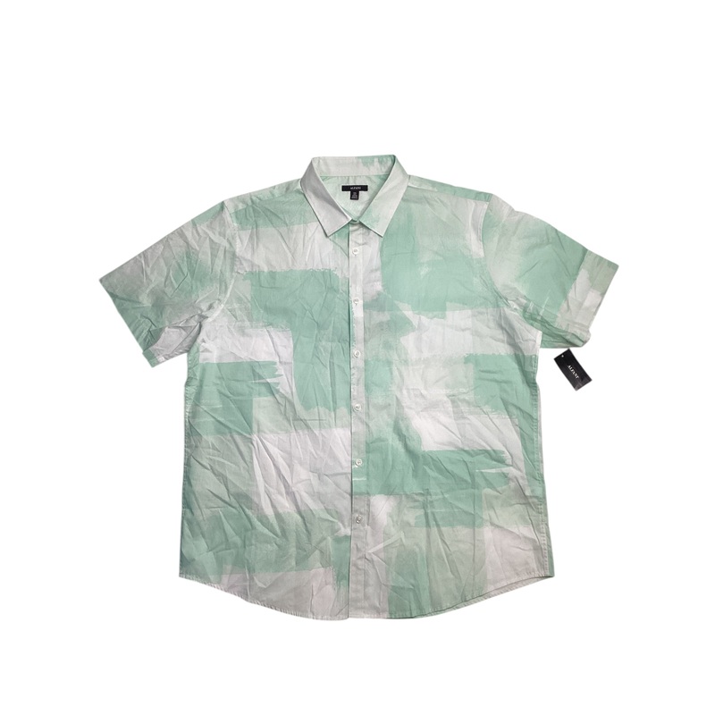 Alfani Mens Regular fit Short Sleeve Button-Up Shirt Small Green Abstract