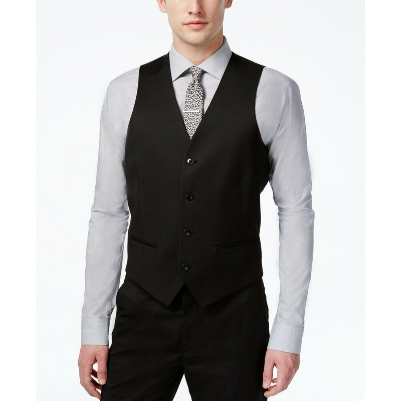 Alfani Mens Slim fit Button-Up Vest Medium Black