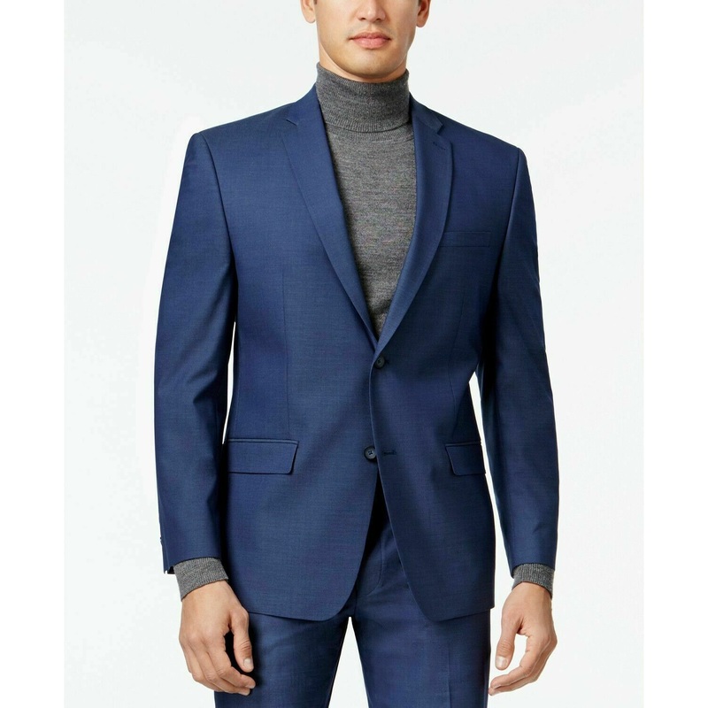 Andrew Marc Mens Classic fit Sport Coat Blazer 46 R Blue Solid Stretch