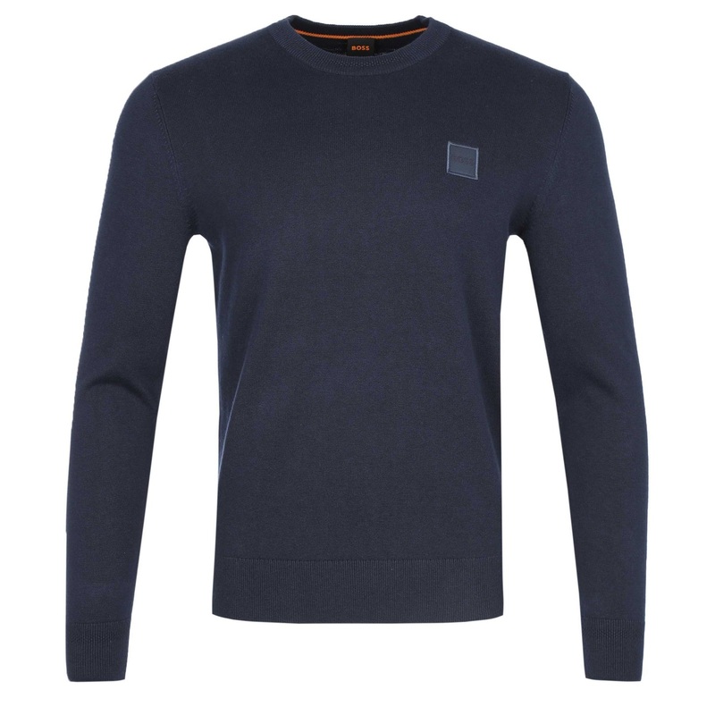 BOSS by Hugo Boss Men's Logo Crew-Neck Sweater Large Navy Blue