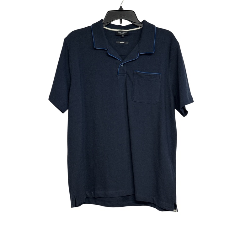 Ted Baker Mens Regular fit Short Sleeve Polo Shirt Large Navy Blue Solid