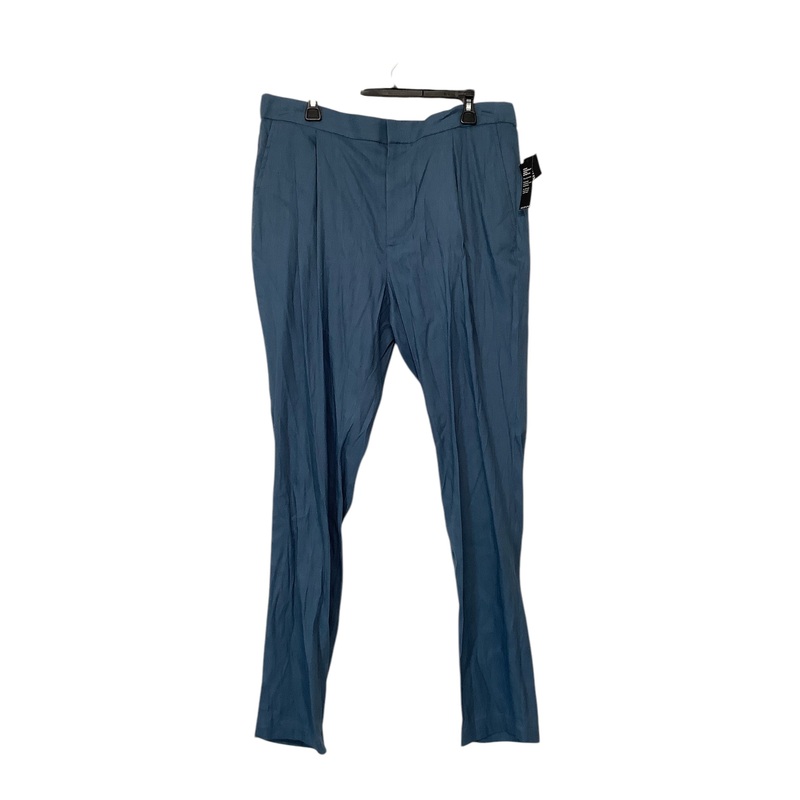 Alfani Mens Regular Fit Linen Blend Pants  36 x 32 Blue Solid