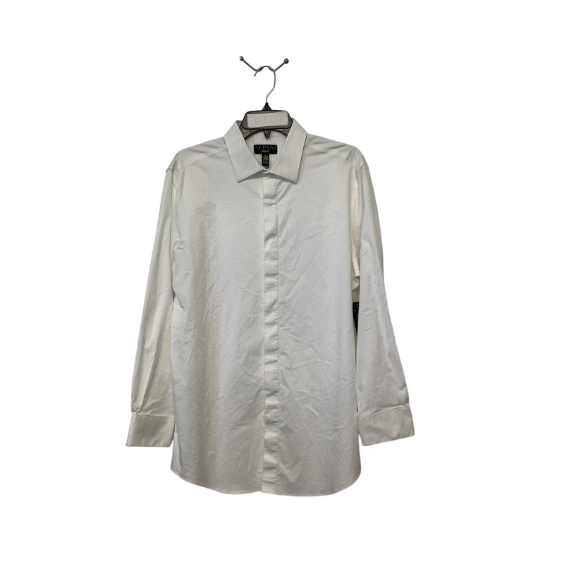 Alfani Mens Slim Fit Long Sleeve Button Up Shirt Large 16 16.5 White Solid