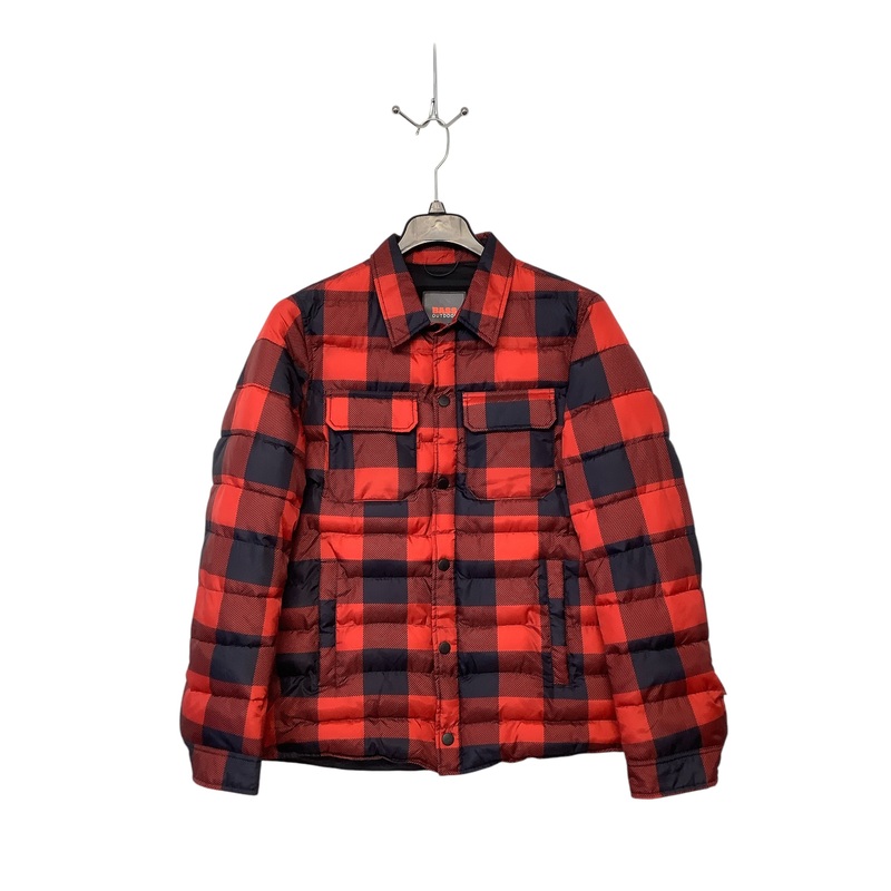 Bass Outdoor Mens Puffer Jacket Small Red Full Zip Snap Check