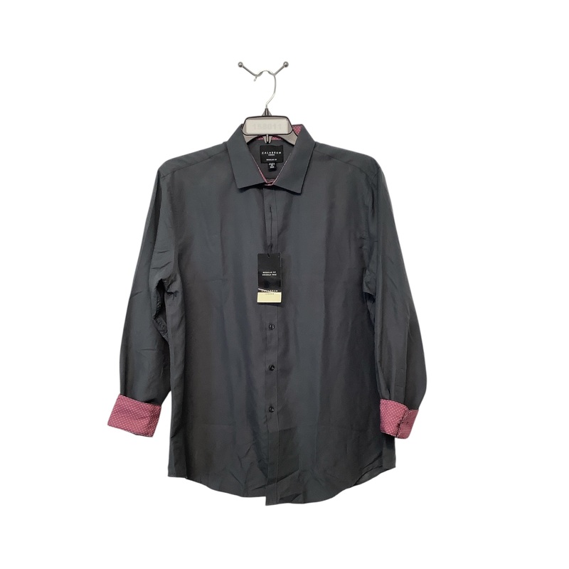 Calabrum Mens Regular Fit Long Sleeve Button Up Shirt XL Grey Solid
