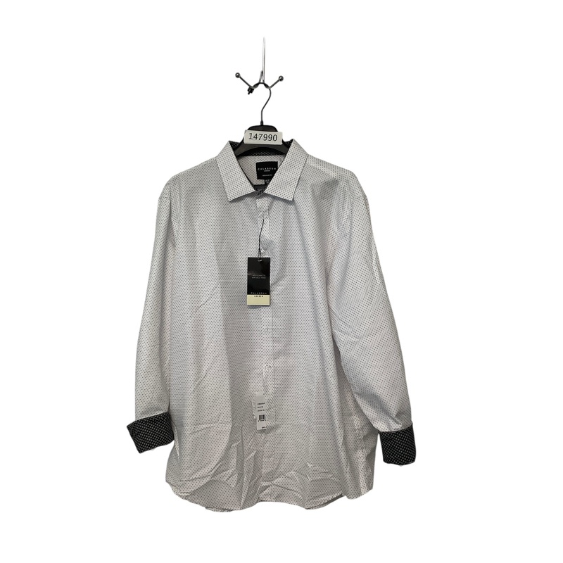 Calabrum Mens Regular Fit Long Sleeve Button Up Shirt XXL White Polka Dot