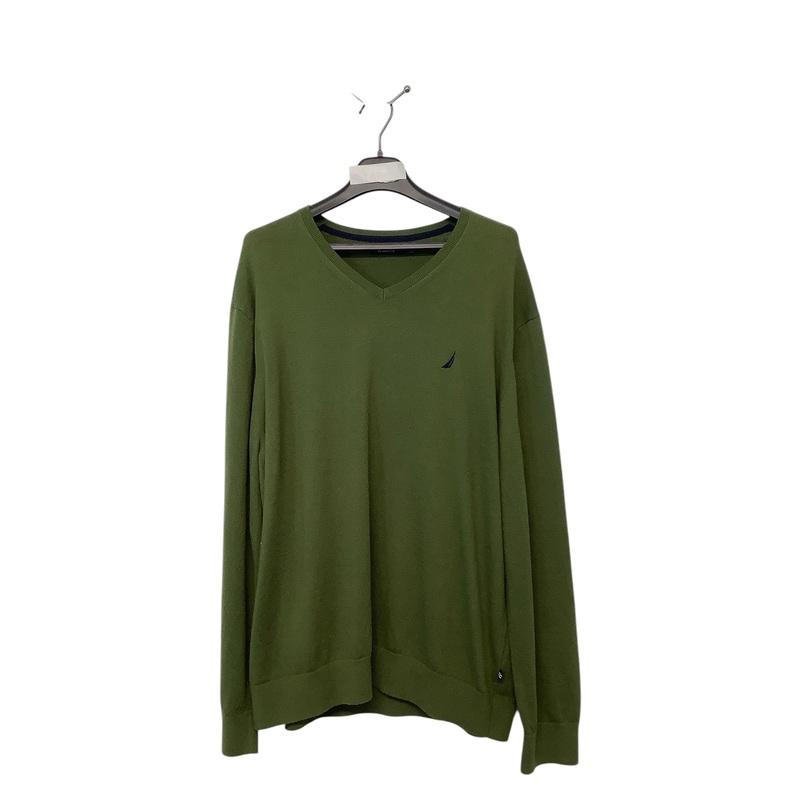 Nautica Mens Regular Fit V Neck Sweater XXL Green Solid
