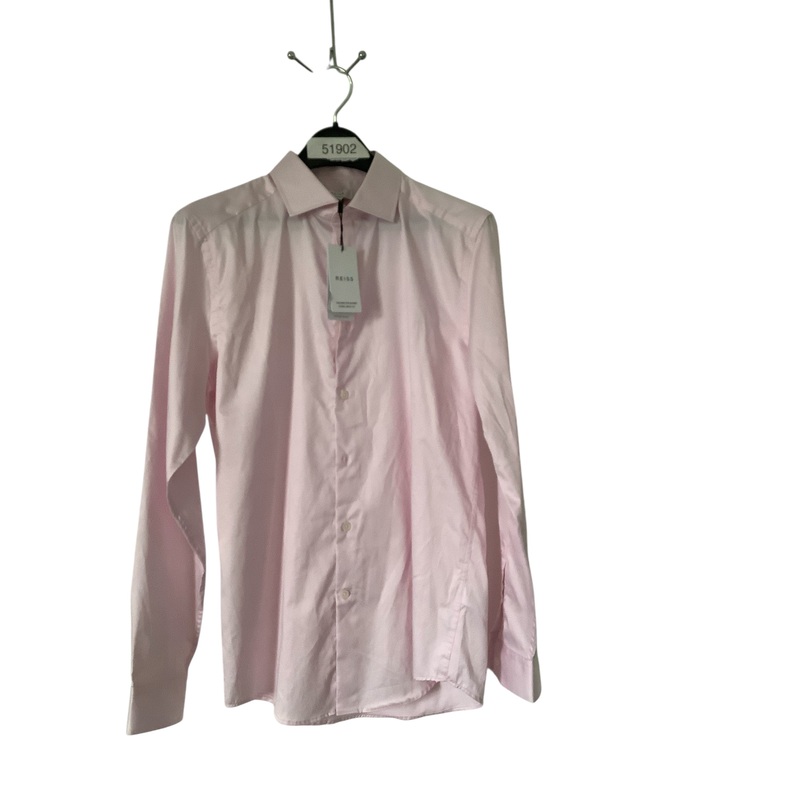 Reiss Mens Slim Fit Long Sleeve Button Up Shirt Large Pink Solid
