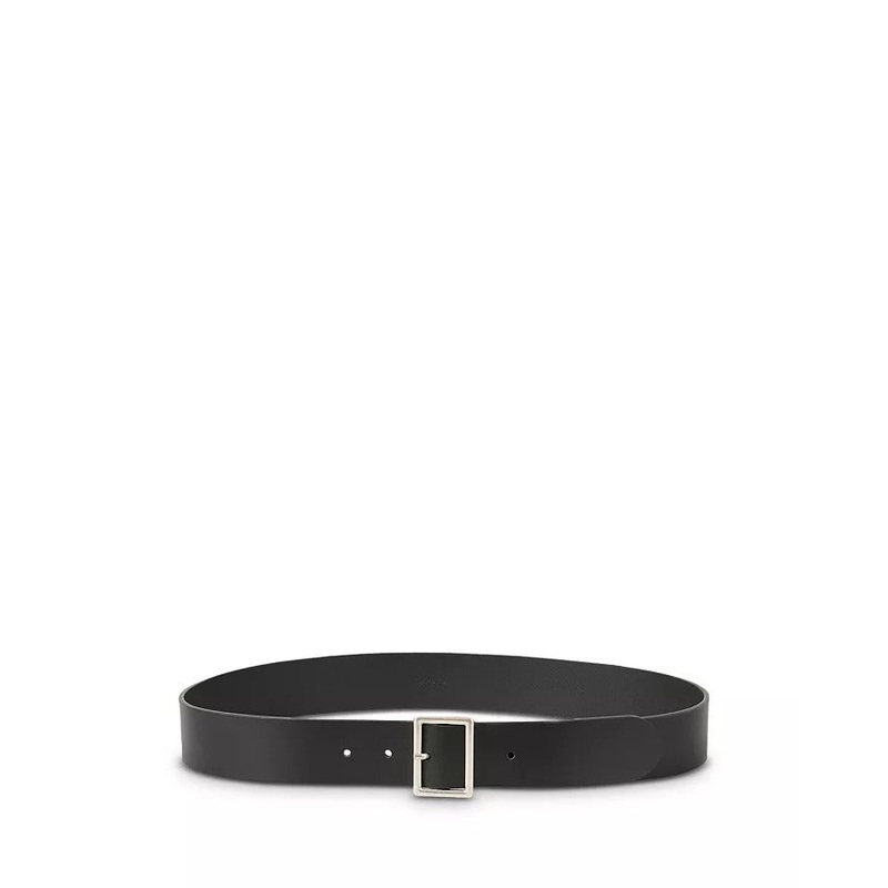 Sandro Mens Square Leather Belt Size 2 / Medium Black Made in Italy