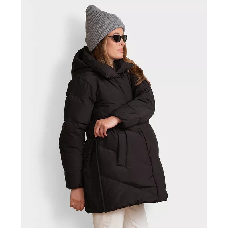 Seraphine Women's Maternity Chevron Puffer Jacket Coat US Size 14 Black