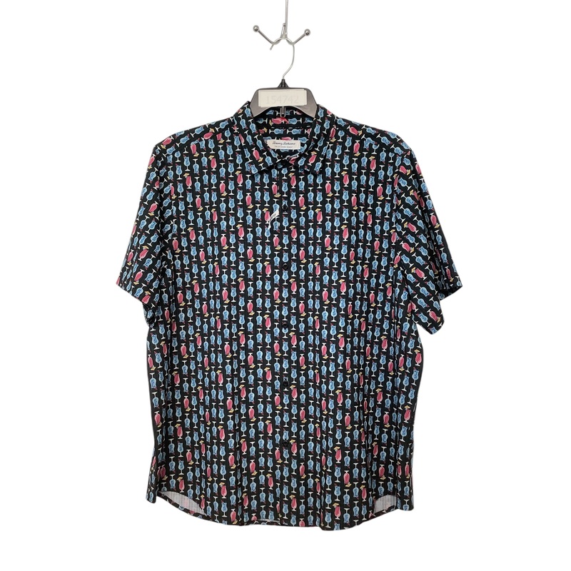 Tommy Bahama Mens Regular Fit Short Sleeve Button Up Shirt XL Black Cocktails