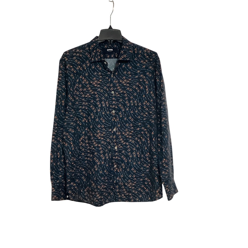 Vilebrequin Mens Regular Fit Button Down Shirt Large Blue / Fish Print