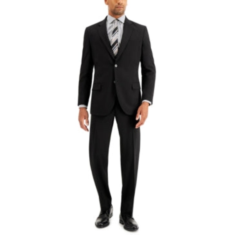 Nautica Mens Regular fit 2 Piece Suit 48 L / 43 Waist Black Solid