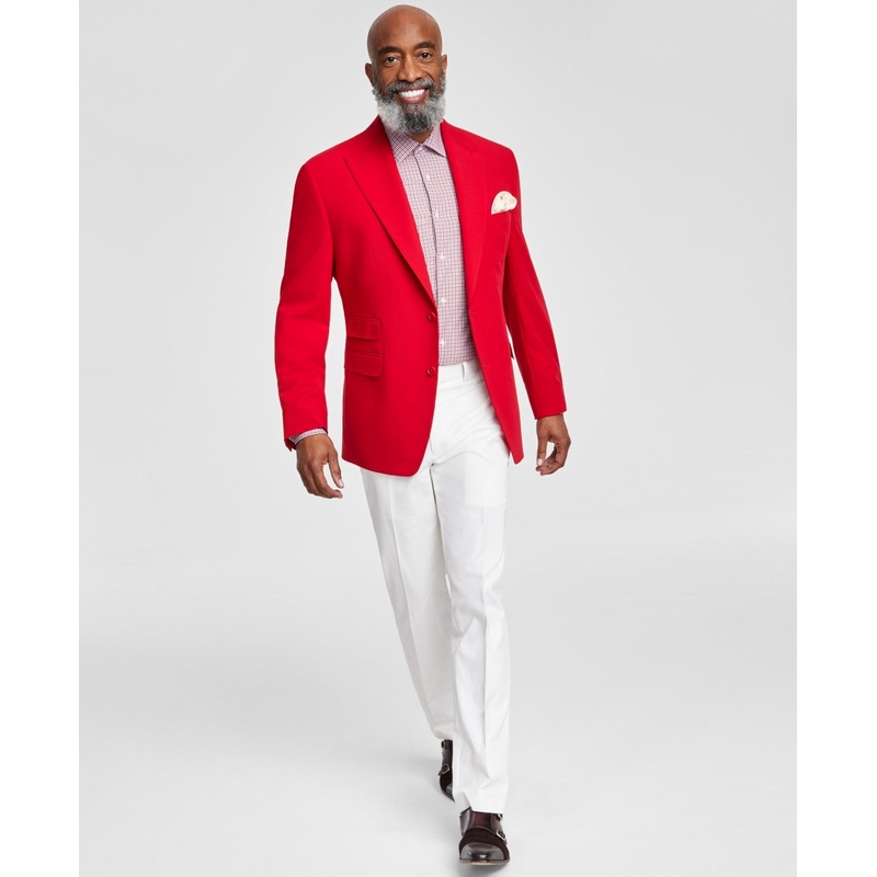 Tayion Collection Mens Classic fit Sport Coat Blazer 46 R Red Solid