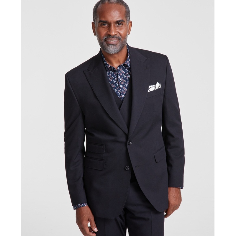 Tayion Collection Mens Classic fit Suit Jacket Blazer 38 S Black Solid