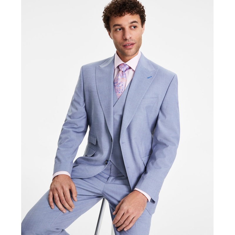 Tayion Collection Mens Classic fit Suit Jacket Blazer 44 S Blue Solid
