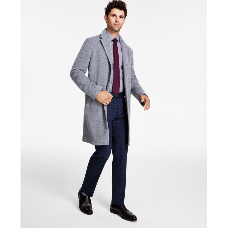 Tommy Hilfiger Mens Modern fit Overcoat Coat 44 R Grey Solid