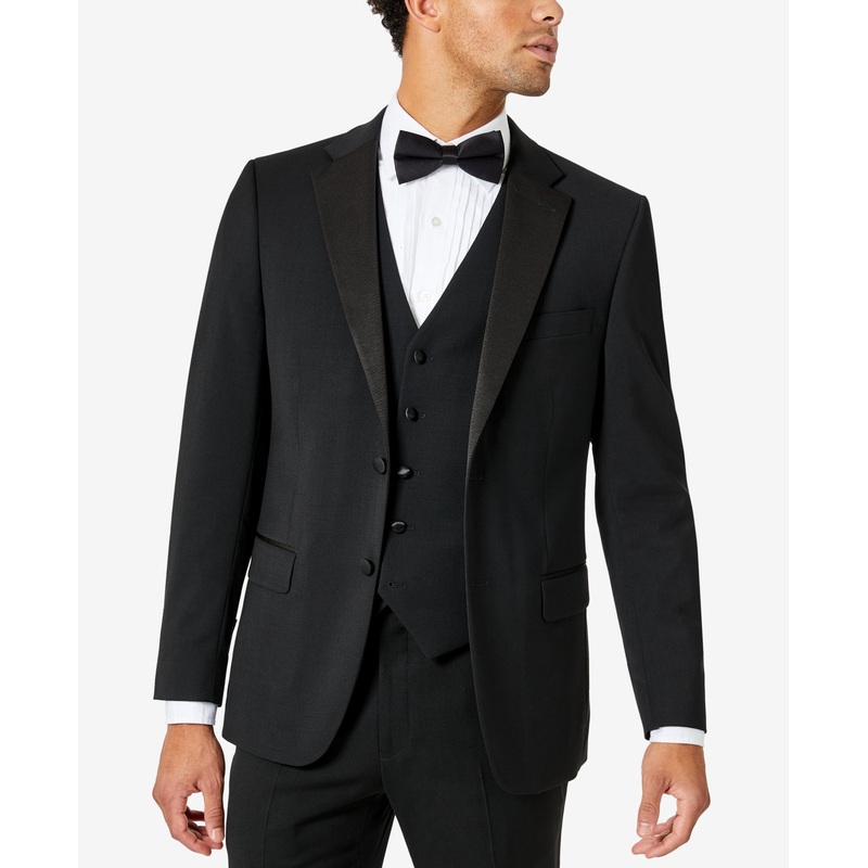 Tommy Hilfiger Mens Modern fit Tuxedo Jacket Blazer 40 R Black Solid