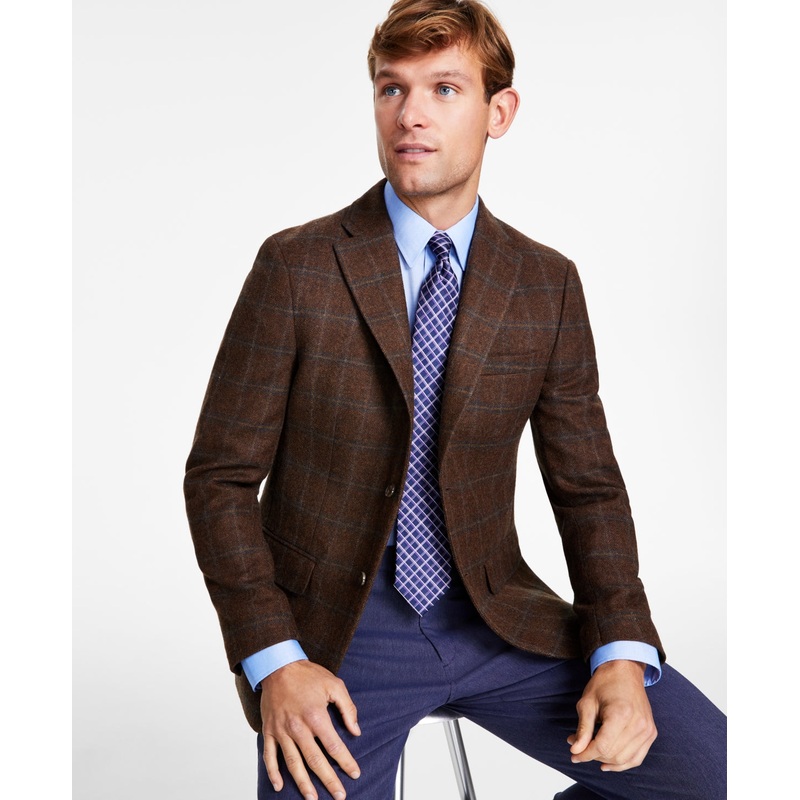 Tommy Hilfiger Mens Regular fit Sport Coat Blazer 36 S Chocolate Brown Plaid