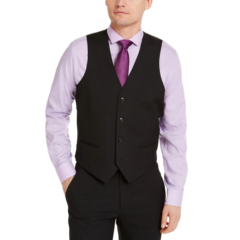 Alfani Men's Classic-Fit Stretch Solid Suit Vest Small Solid Black