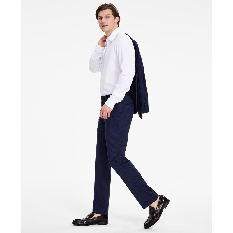 Alfani Mens Slim fit Dress Pants 30 / 32 Navy Blue Striped
