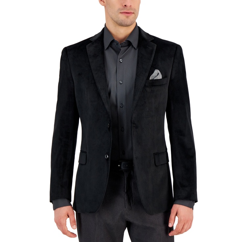 Alfani Mens Slim fit Sport Coat Blazer 38 R Black Solid