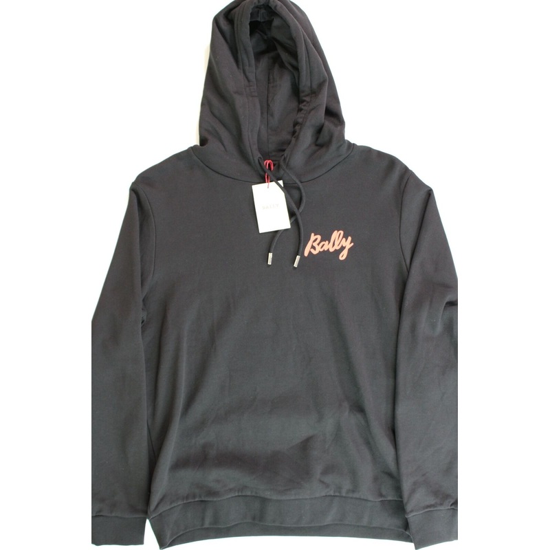 Bally Mens logo-print drawstring hoodie Sweatshirt US 44 Black