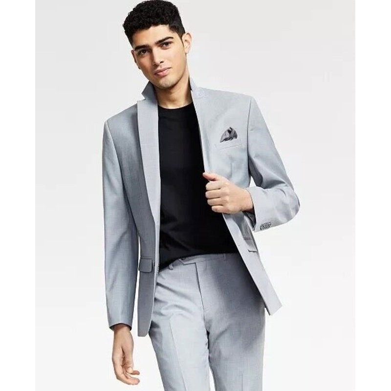 Bar III Men's Suit Jacket 42R Light Gray Slim Fit