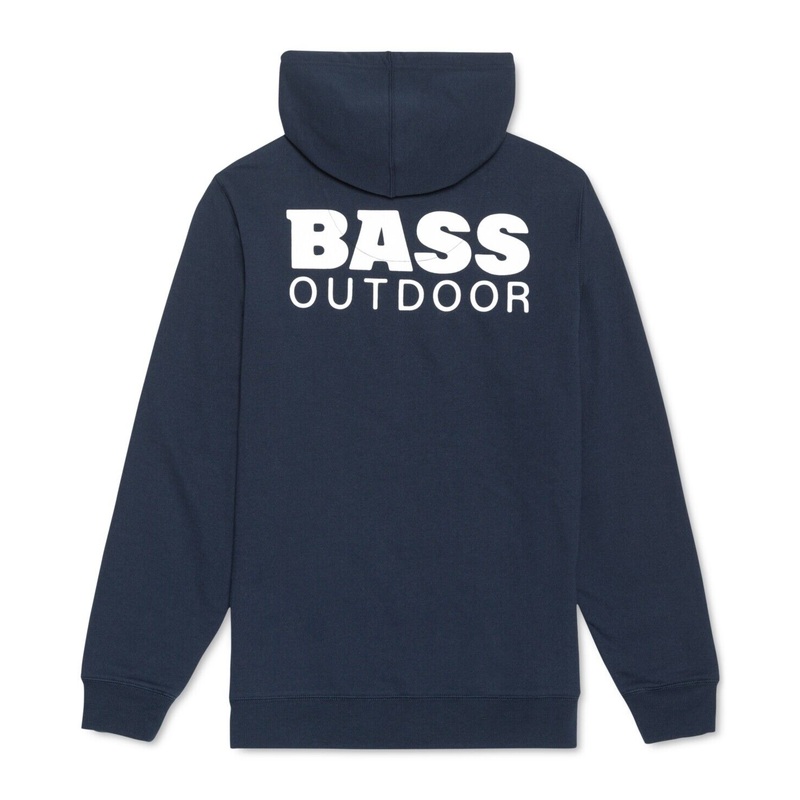 BASS OUTDOOR Men's Stacked Large Logo Fleece Hoodie Blue Large