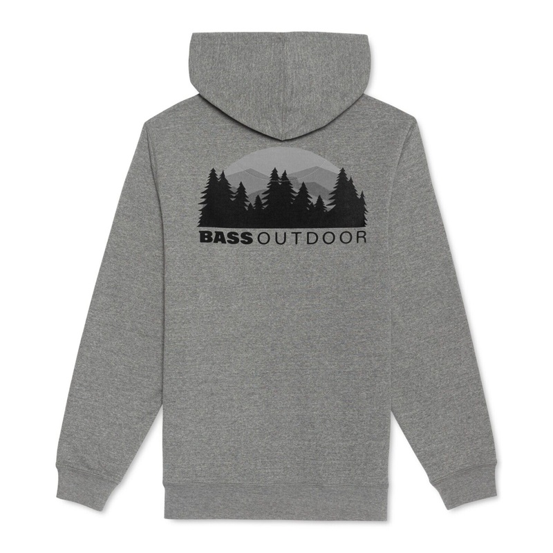 BASS OUTDOOR Mens Flint Forest Graphic Fleece Hoodie Grey Heather XL