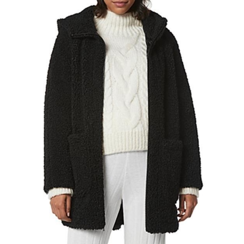 MARC NEW YORK Women's Seneca Hooded Teddy Coat Medium Black