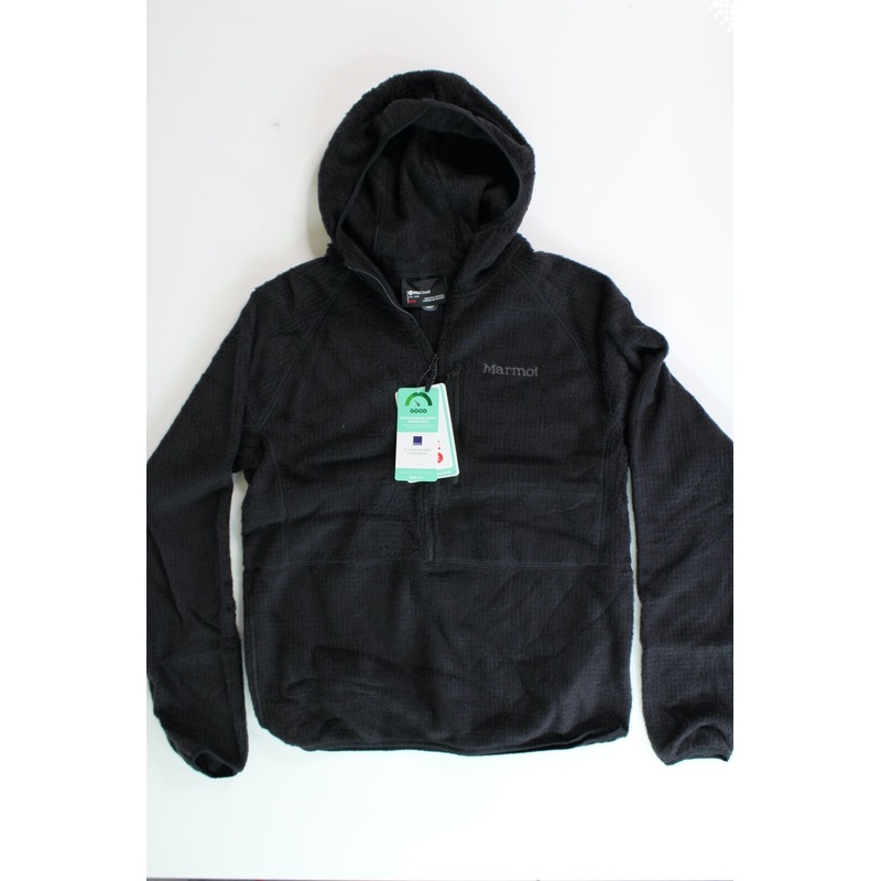 MARMOT Mens Orsa Polartec Wool 1/2 Zip Hoodie Jacket Small Black