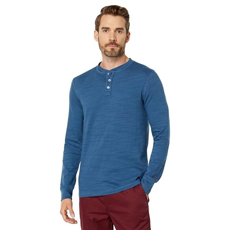 Scotch & Soda Mens Long Sleeve Jersey Henley T-Shirt Small Blue