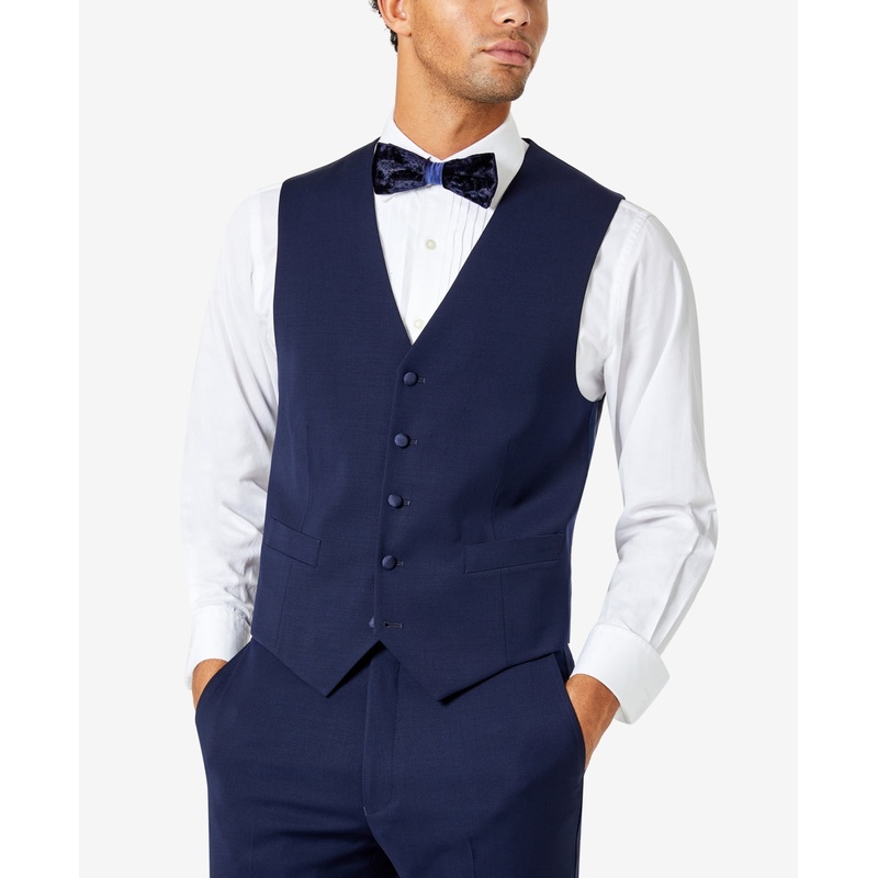 Tommy Hilfiger Mens Modern fit Button-Up Suit Vest XXL Blue