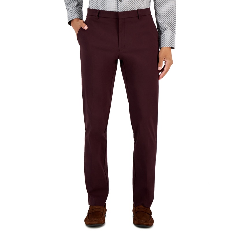 Tommy Hilfiger Mens Modern fit Dress Pants 42 / 32 Maroon Red Solid