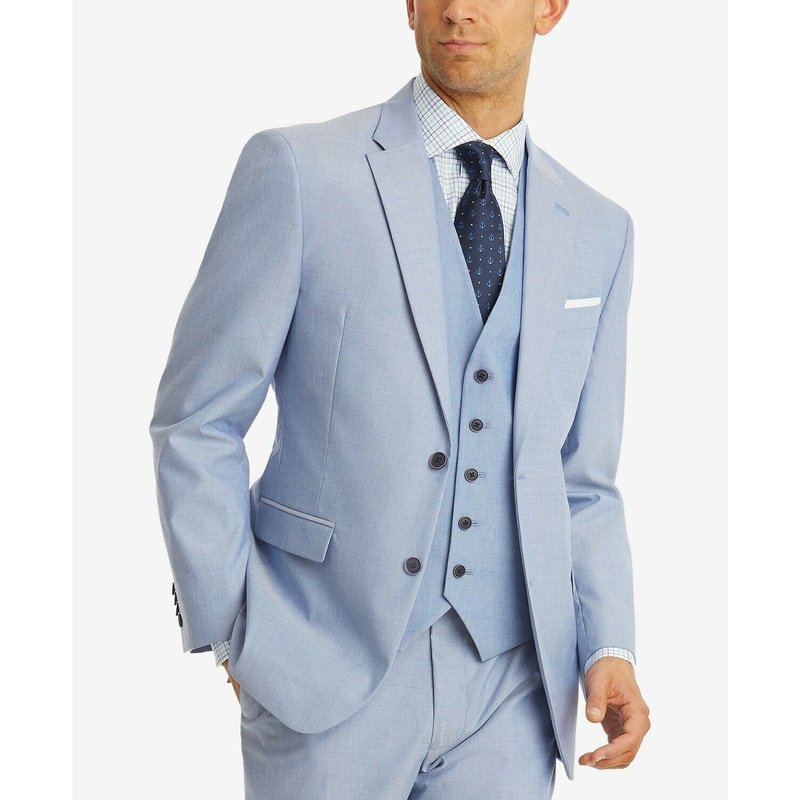 Tommy Hilfiger Modern-Fit Stretch Blue Chambray Suit Jacket 40R