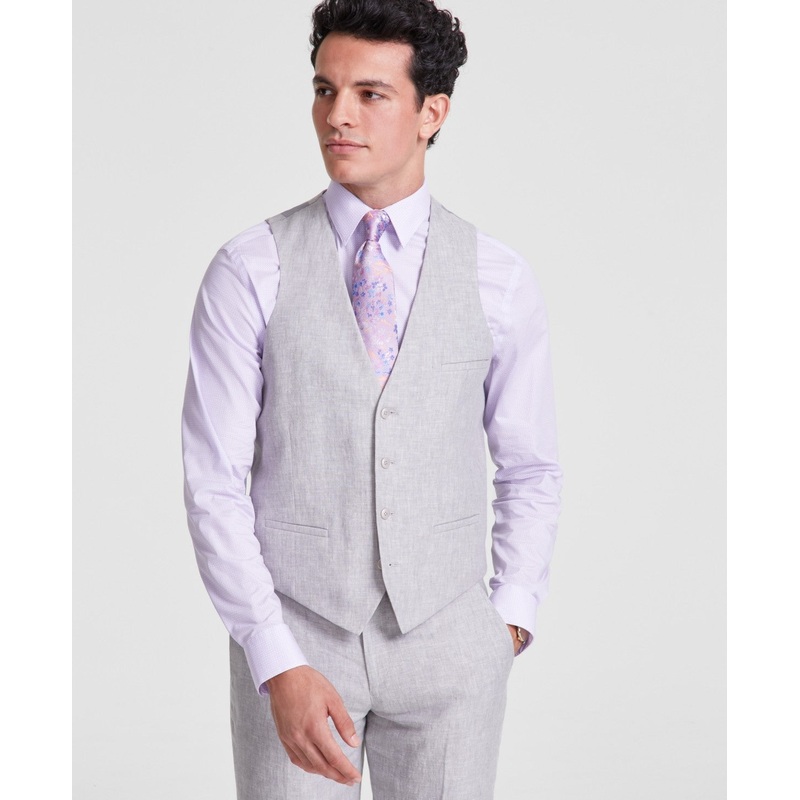 Bar Iii Men Slim fit Button-Up Suit Vest Medium Grey