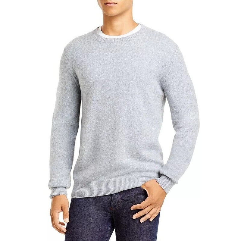 Corneliani Mens Italian Cashmere Mlange Crewneck Sweater EU 54 US 44 Grey
