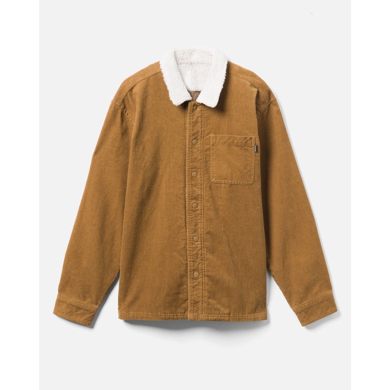 Hurley Men's Bixby Cord Sherpa Lined Jacket in Golden Doodle Large