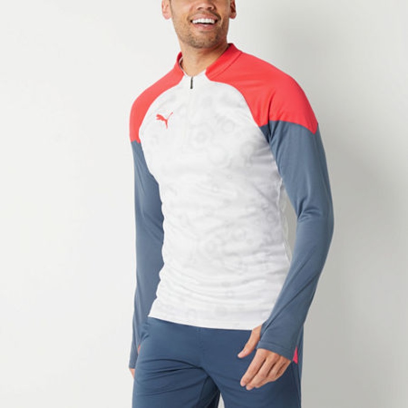 PUMA Men Slim fit Long Sleeve Quarter zip Sweater Small White
