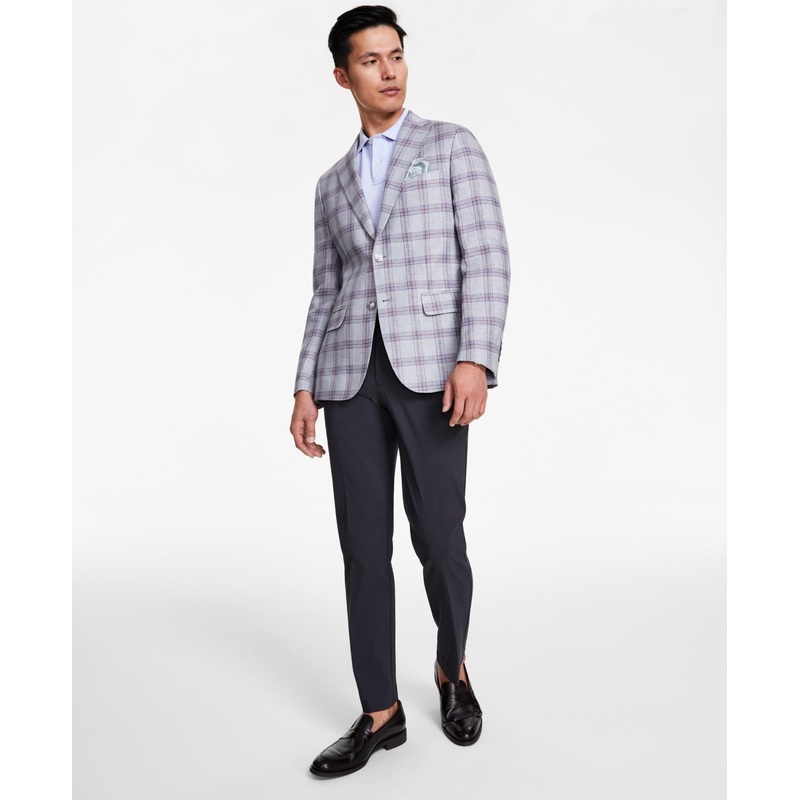 Tallia Mens Slim fit Sport Coat Blazer 42 R Purple Plaid