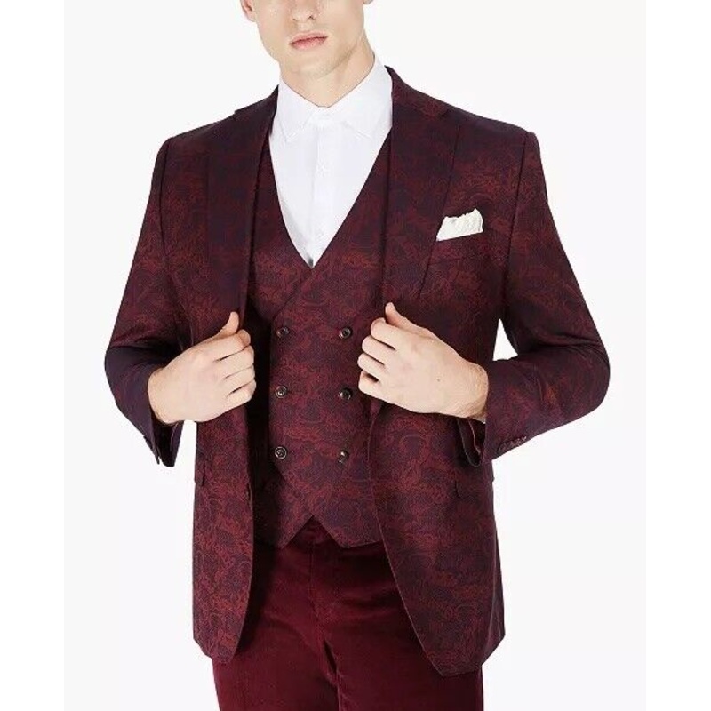 TAYION COLLECTION Men's Classic-Fit Red & Blue Paisley Sport Coat 40S