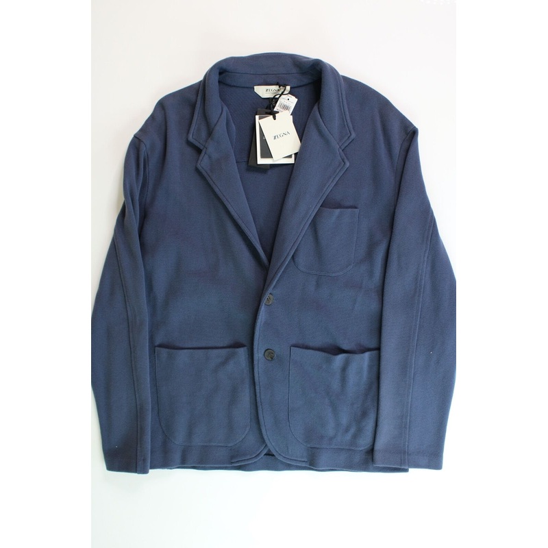 Z Zegna Men's Cotton Cardigan Sweater Jacket Blue Size Medium