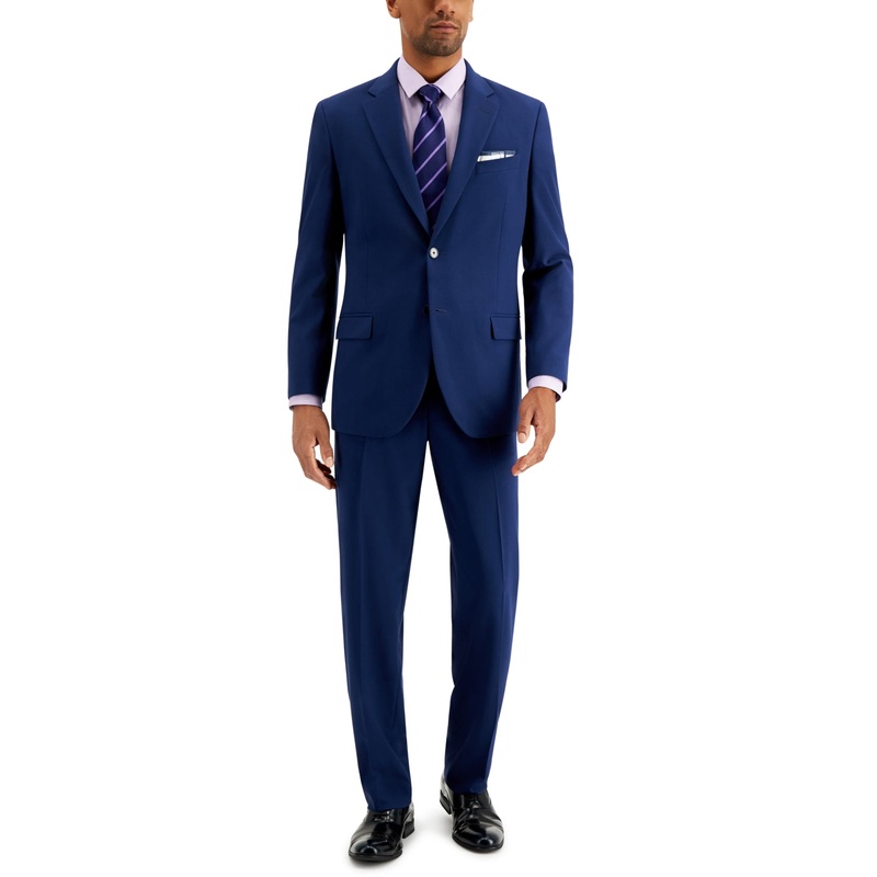Nautica Mens Regular fit 2 Piece Suit 54 R / 49 Waist Blue Solid