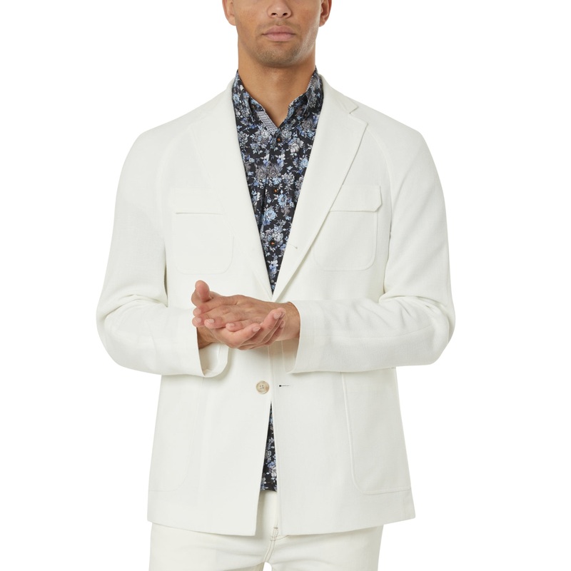 Tallia Mens Slim Fit Sport Coat Blazer 48 R White Solid