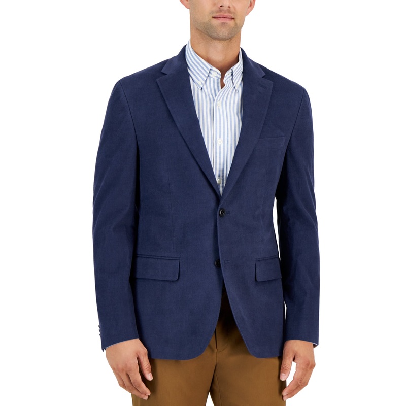 Tommy Hilfiger Mens Slim Fit Sport Coat Blazer 40 L Blue Solid
